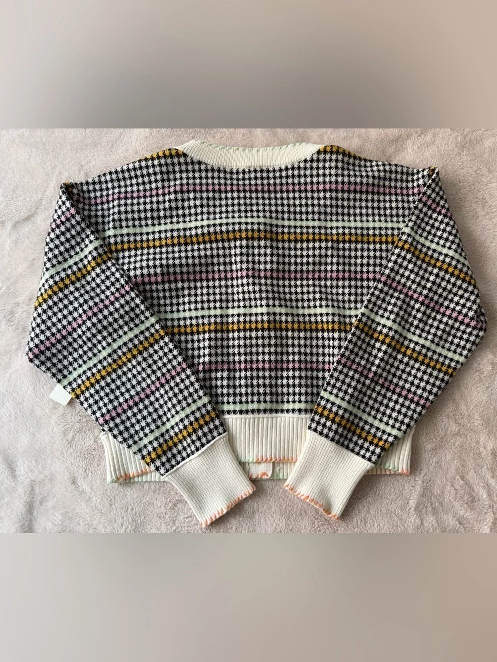 NWT Anthropologie Maeve The Sutton Compact Cardigan Houndstooth Size M